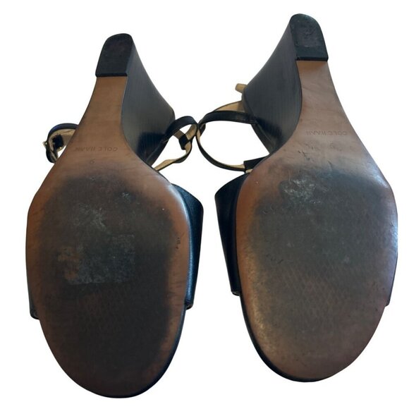 Women's Cole Haan Maddie Open Toe Wedge Black Size 9 W13616 VGC - Picture 7 of 10